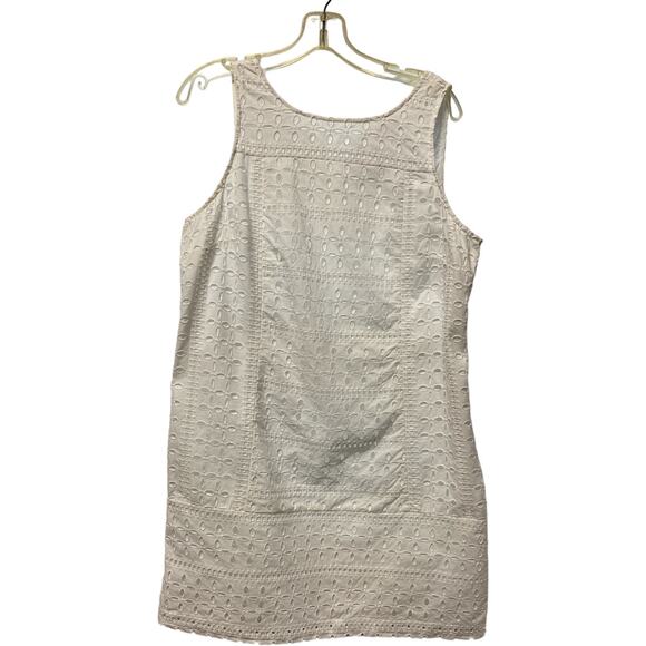 Loft Dress  Woman's 16P White Sleeveless Eyelet Lace with Liner  Side Zip - Picture 1 of 11